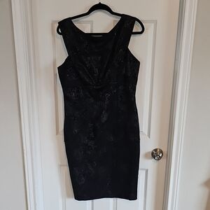 Maggy London Black Sleeveless Cowl Neck Bodycon Mini Dress Sz 14
